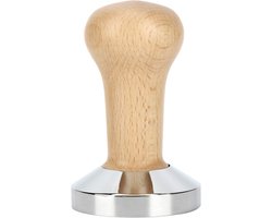 Koffiestamper - Espressopers - Espresso Maken - Robuust Roestvrij Staal - 58 mm - Hout