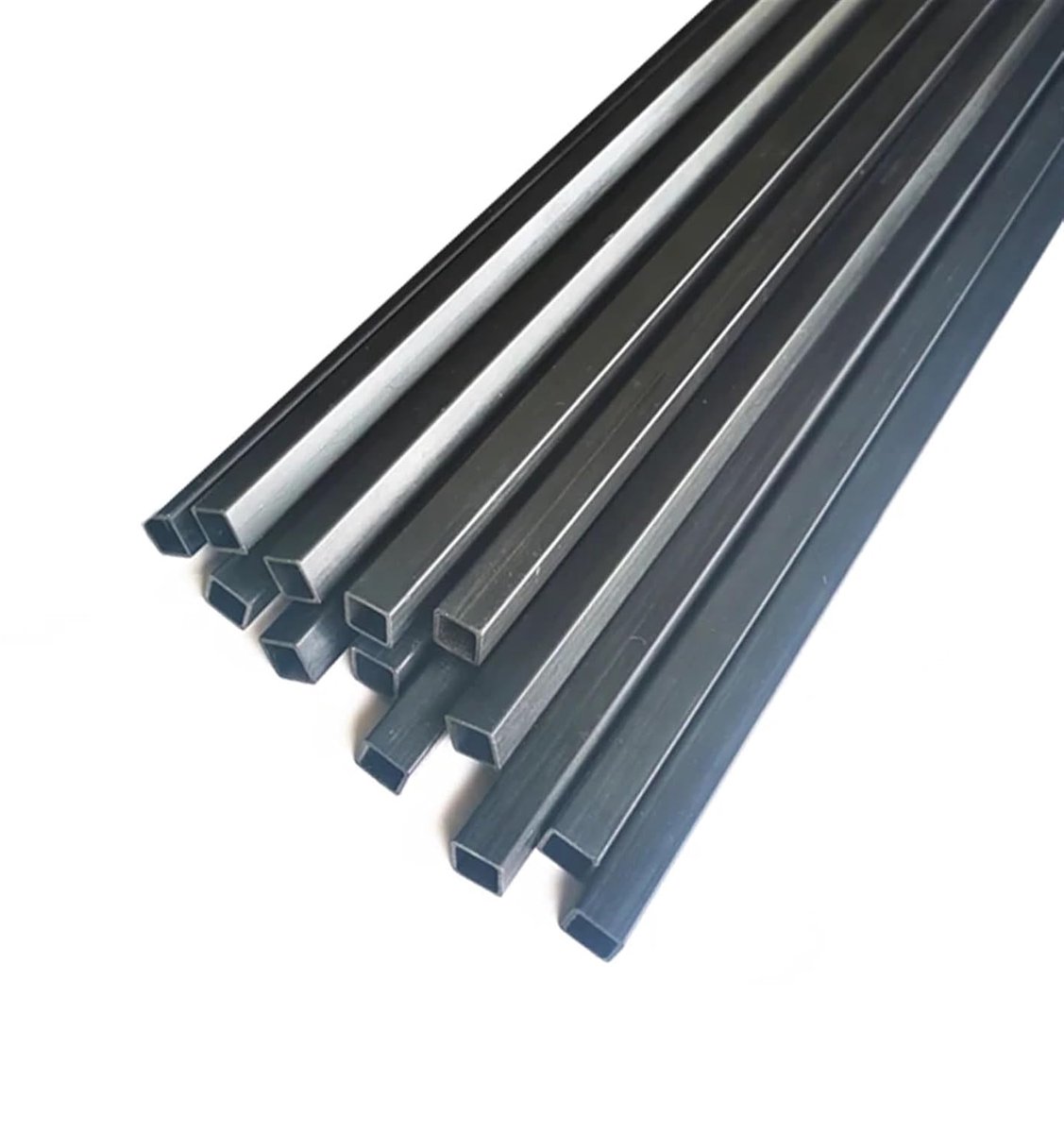 Vierkante Koolstofvezel Buizen - Holle Staven - Modelbouw Projecten - Hoge Treksterkte - 6 Stuks 500mm - Zwart