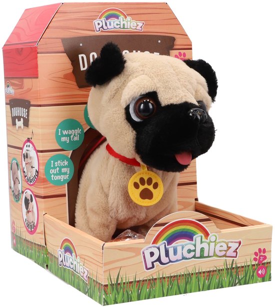 Pluchiez knuffel Franse Bulldog Frankie met blaf en uitlaten.
