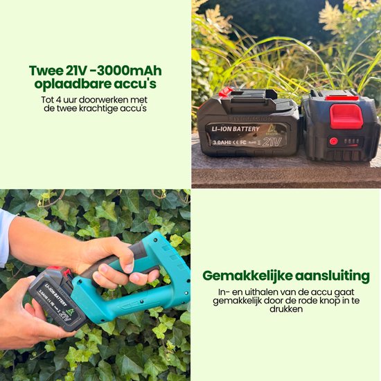 Bosmaaier - Grastrimmer - Bosmaaiers - Bosmaaier accu - MET 2 ACCU'S EN LADER - 3 Verschillende snijbladen - Gehele set - Grasmaaier - Draagbare Elektrisch Grasmaaiers - 15cm maaibreedte - Zwart, voor Tuin van Bosmaaier. — afbeelding 4