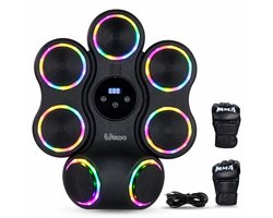 Wikoo® Music Boxing Machine - Boksmachine met Muziek - Boxmachine voor Kinderen & Volwassenen - 9 Snelheden & 11 LED Standen - Cardio Boksen op Muziek - Box bal met Bokshandschoenen - Boksbal & Bokszak - Fitness & Afvallen