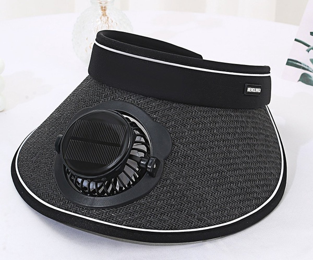 WK Zonnehoed met Ventilator voor Volwassenen – Zonne Pet- Zonnepaneel + Type-C Opladen – UV-beschermende Zomerhoed – Met Ingebouwde Ventilator – 650mAh – Zwart