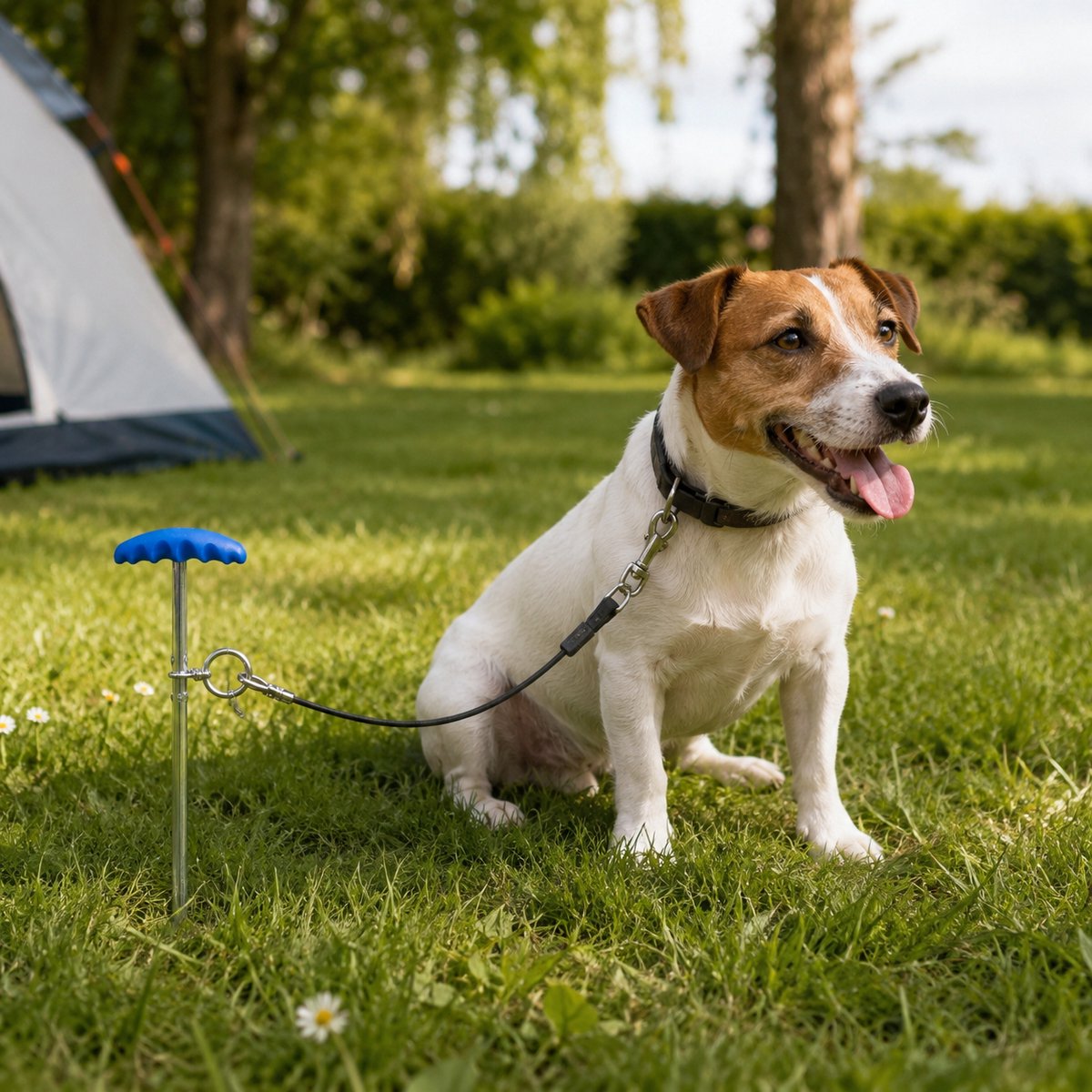 Grondpen Hond – Aanlegspiraal voor Hondenlijn – Draaibare Haring – Zilver