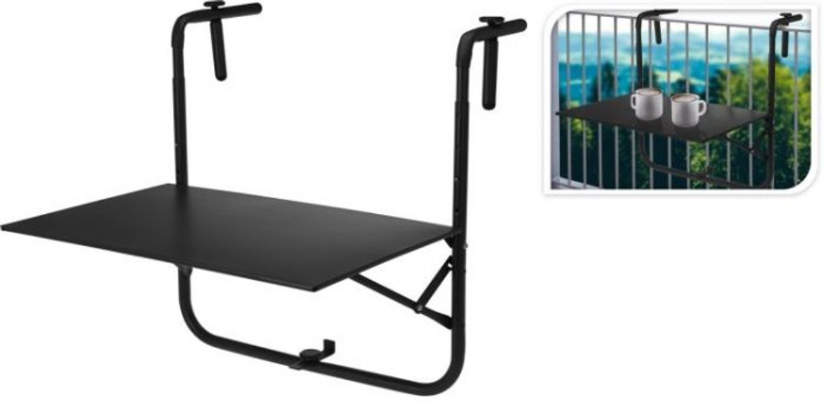 Balkontafel Inklapbaar – Zwart – 40 x 60 x 70 cm – Hout Balkontafeltje Hangend Balkonbar Balkontafels Opklapbaar Hangtafel – Ophangbaar Voor aan het Balkon – Vouwtafel Wandtafel Inklapbare Tafel – Bijzettafel – Buiten Tafeltje Klaptafel