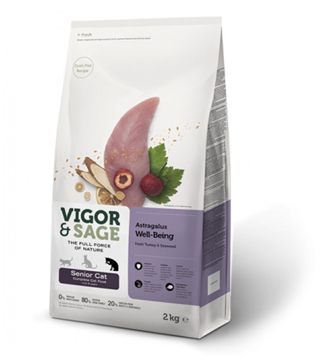 Vigor & Sage Kattenvoer Senior Well-Being Astragalus - 4 x 2 kg - Voordeelverpakking