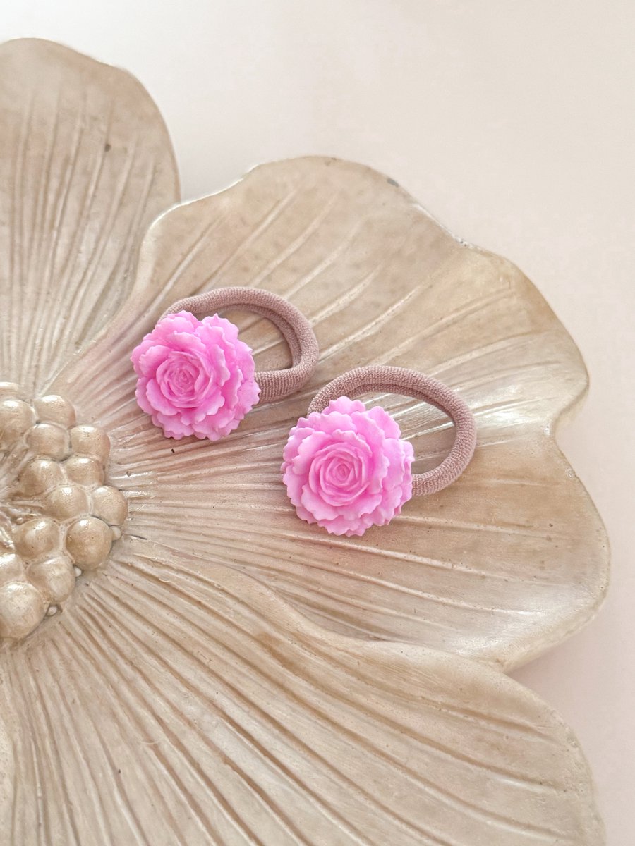 Haarelastiek Rose - Roze - Haarelastieken voor Meisjes & Kinderen - Haarelastiekje - Haaraccessoires voor Peuters & Kleuters - Haarelastiekjes