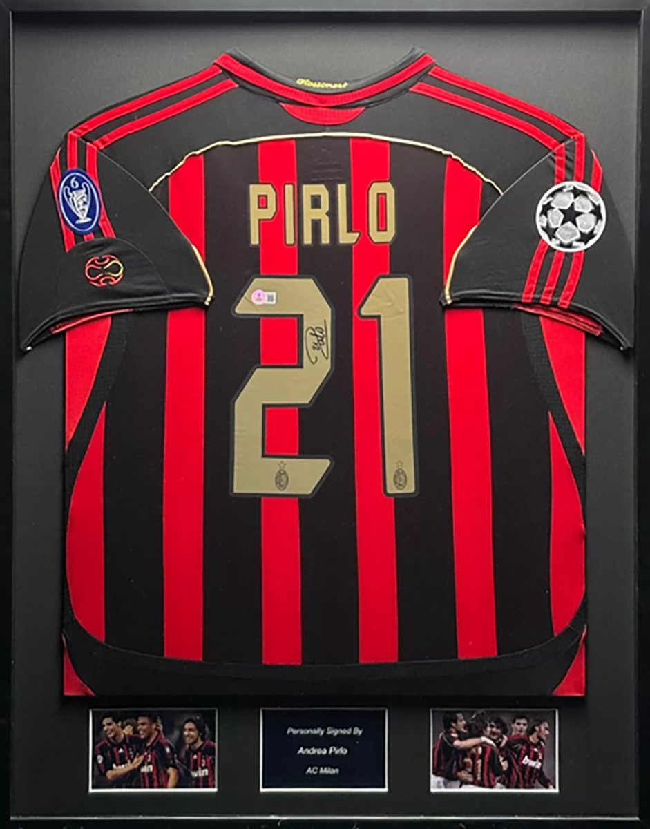 Andrea Pirlo gesigneerd AC Milan 06/07 ingelijst thuis shirt