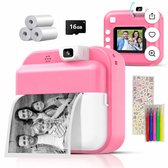Luumuu® Digitale Kindercamera Met Foto Printer - Fototoestel Voor Kinderen - Kinder Fotocamera Instant Print- Speelgoed Video Camera Kind - Vlogcamera Kids - Sd Kaart 16GB - Roze