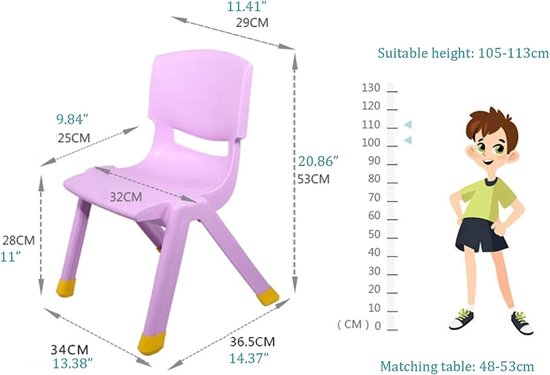 Kinder Tafel en Stoel Set - Kindermeubels Set - Spelen en Leren - Stapelbaar en Lichtgewicht - 53cm - Transparant van Kinder — afbeelding 3