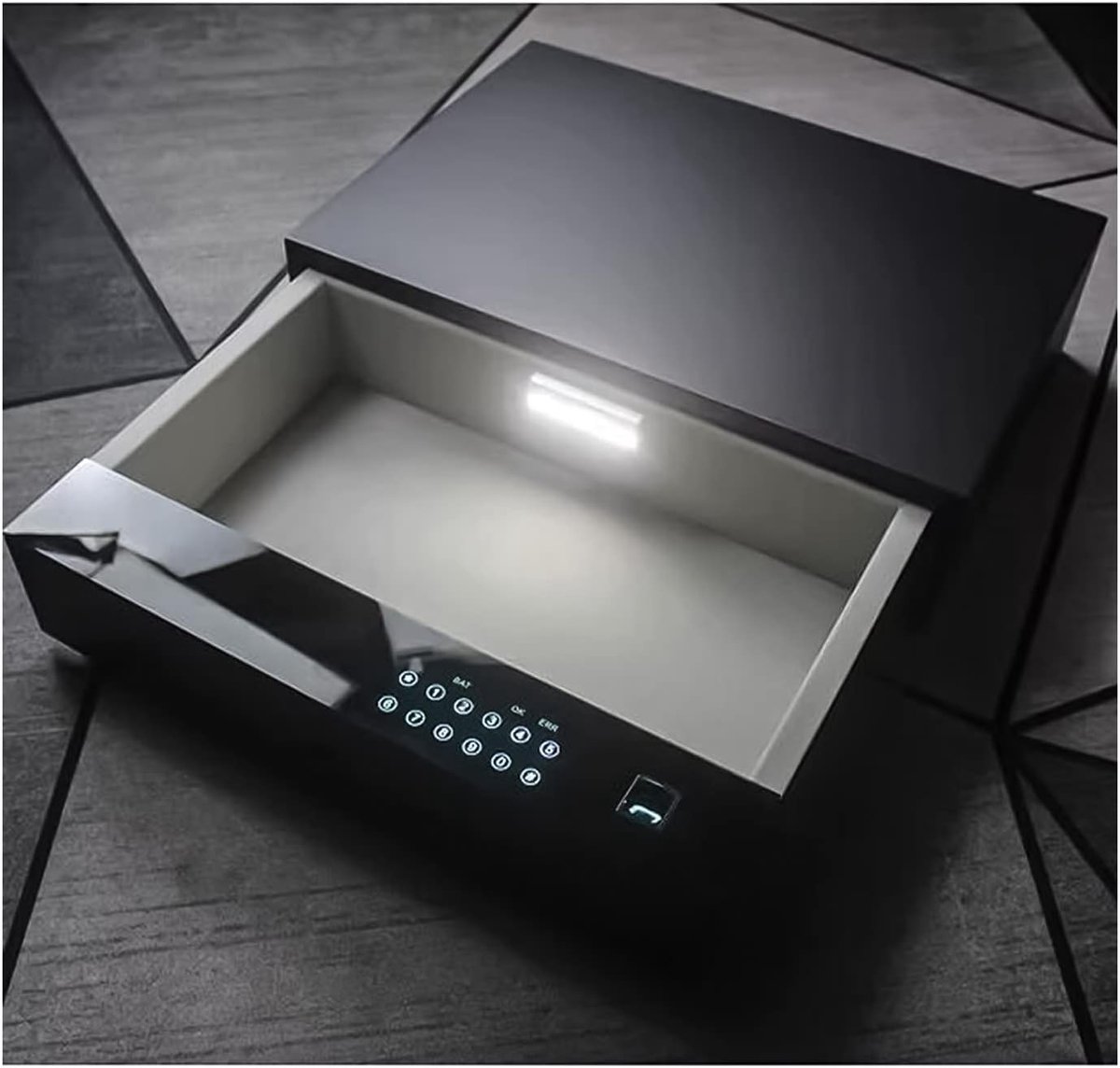 Kluis met Lades - Veiligheidsbox Documenten - Waardevolle Spullen Beveiligen - Biometrische Vingerafdrukscan - 58 cm Hoog - Zwart