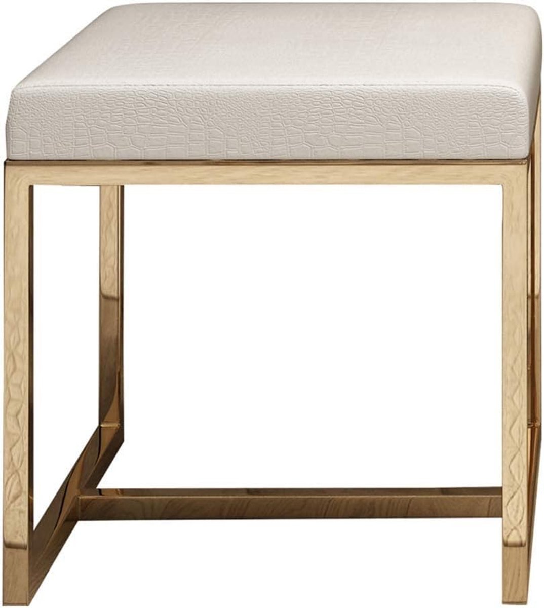 Kaptafel Kruk - Schoenenbank Poef - Zitcomfort Creëren - Roestvrijstalen Frame - 40x40x45 cm - Wit