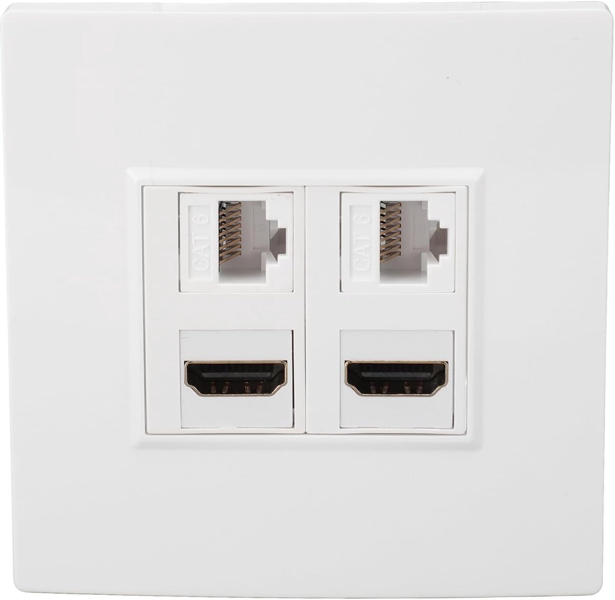 Ethernet Wandplaat - Netwerk Paneel - Netwerk Aansluiten - Vier Poorten - 9x2 cm - Wit