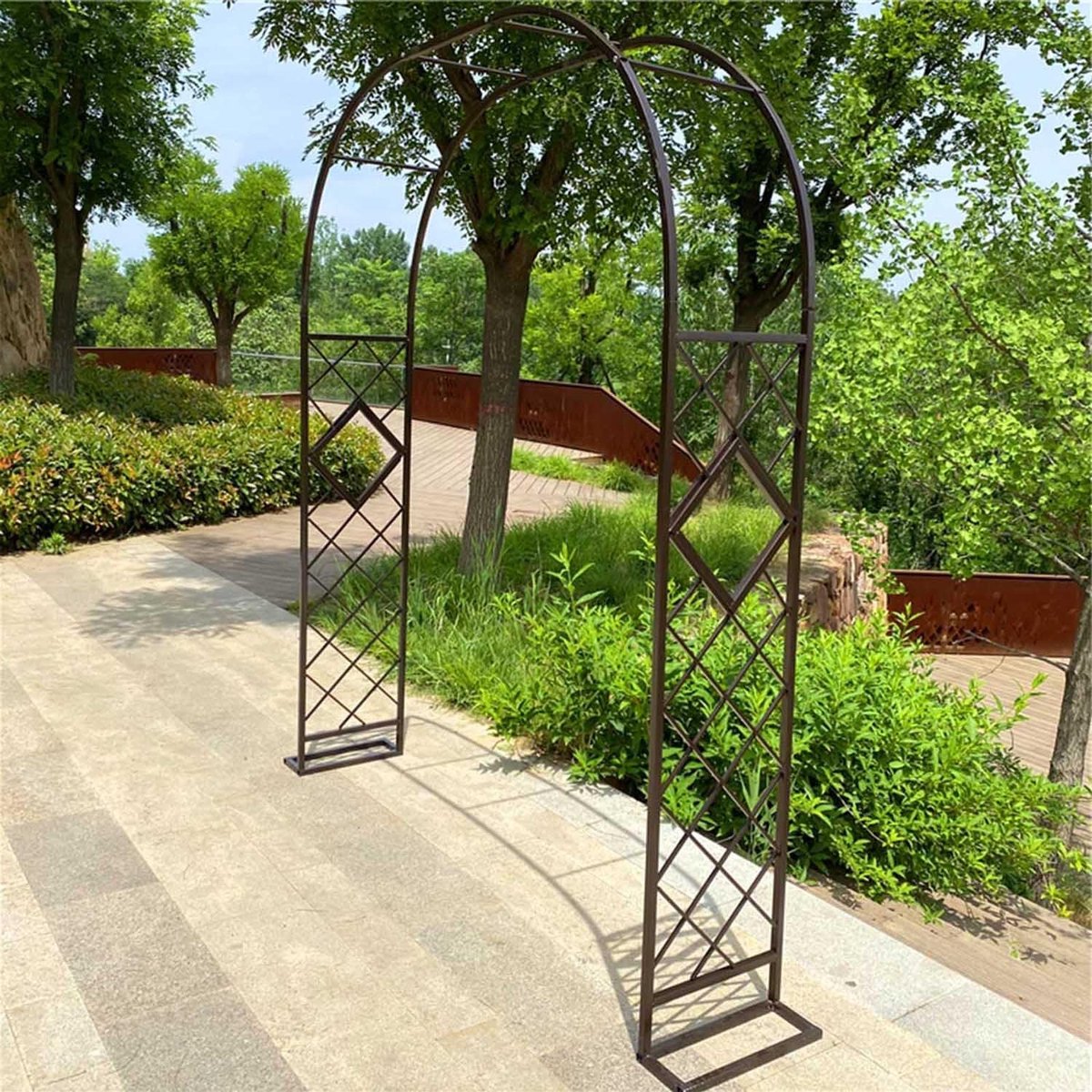 Tuinboog Prieel - Decoratieve Boog - Planten Ondersteunen - Weerbestendig Metaal - 220 x 230 cm - Bruin