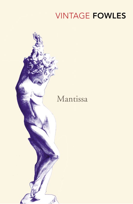 Mantissa door Vintage Fowles: illustratie van een paarse sculptuur van een vrouw.