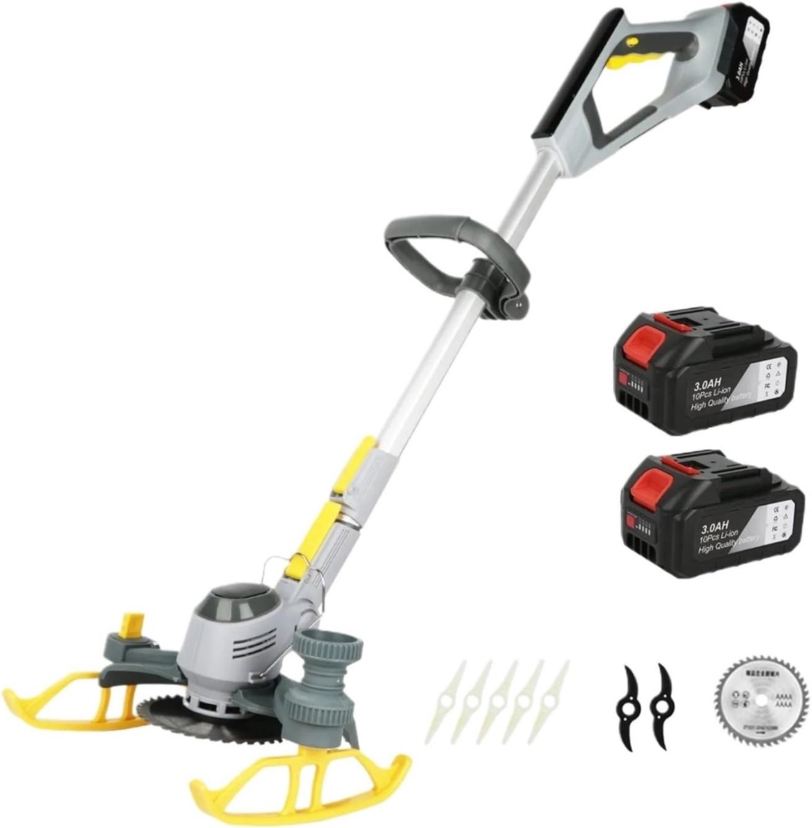 Accu Grastrimmer - Wielkantensnijder Bosmaaier - Gazon Onderhoud - 90 Graden Draaibaar - 2 Batterijen - One Color