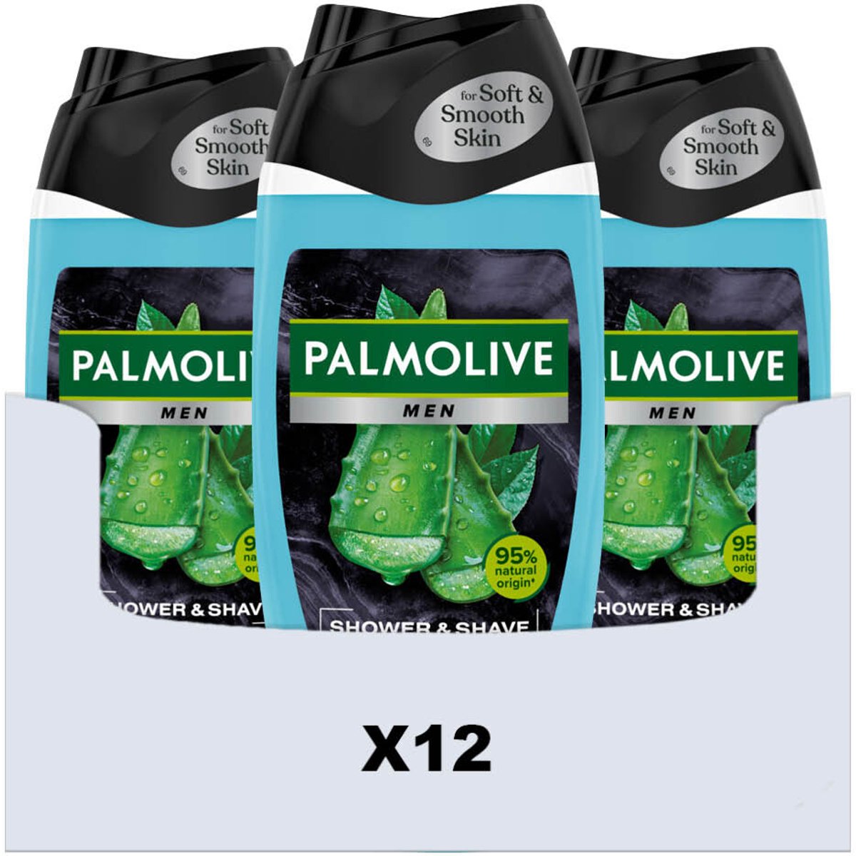 Palmolive - 4in1 Men Shower & Shave Aloe Vera & Green Tea - 12 x 250 ml - Voordeelverpakking