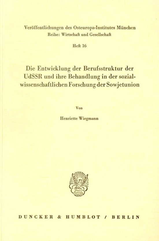 Crèmekleurige boekomslag met zwarte tekst, waaronder de titel over de Sovjet-Unie en onderaan het logo van Duncker & Humblot.