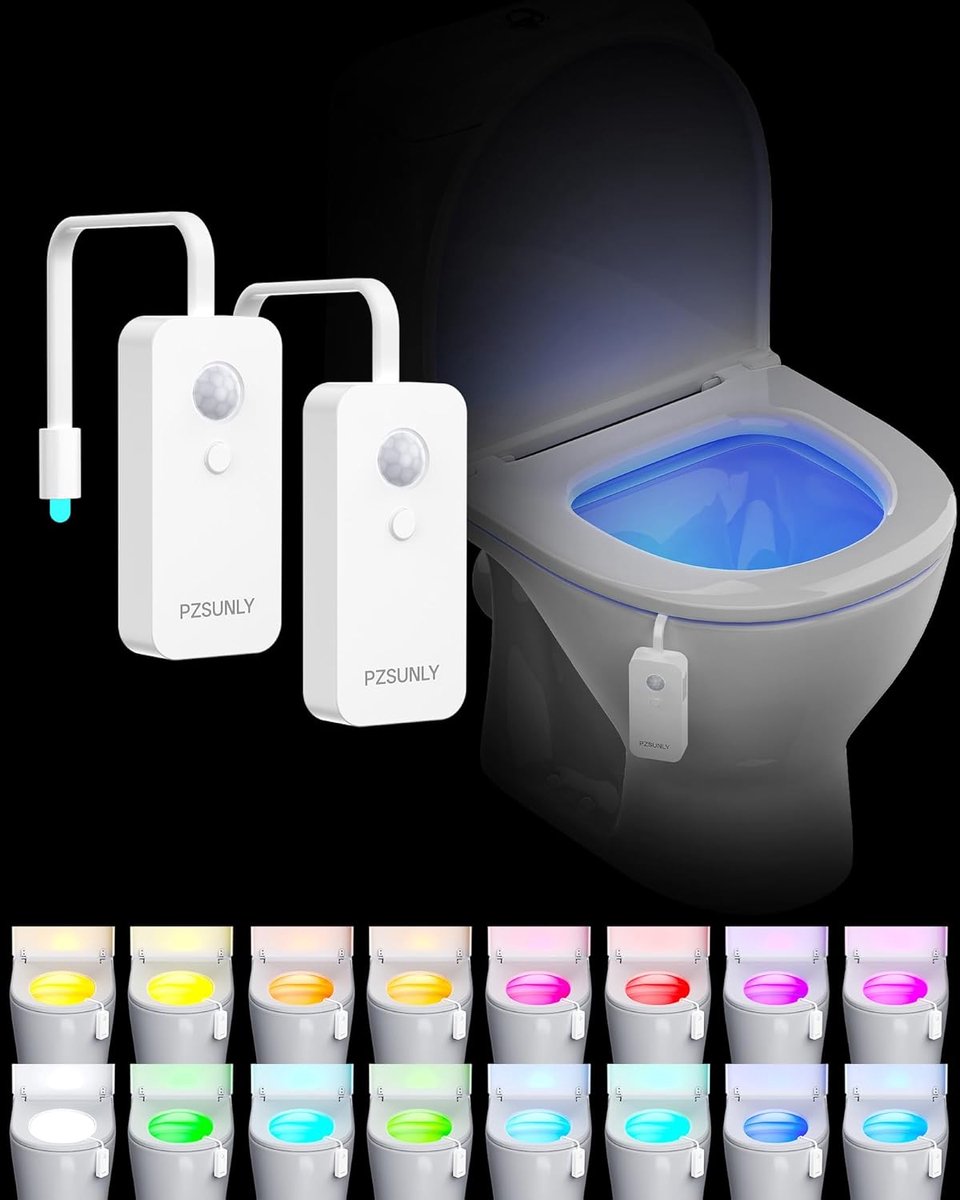 Toiletlicht LED - Nachtlamp WC - Oriëntatie in donker - 16 Kleuren Bewegingssensor - 2 stuks - Wit