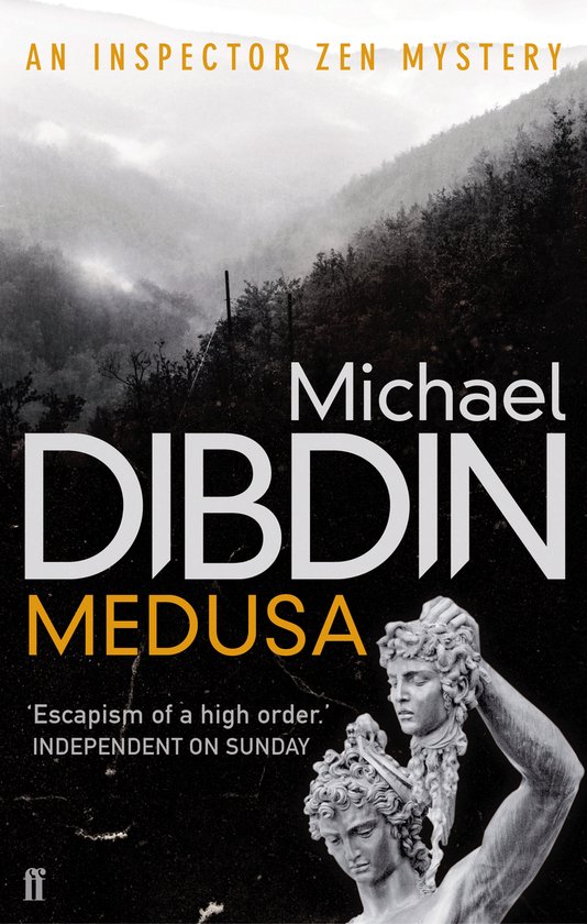 Boek "Medusa" door Michael Dibdin, met een illustratie van een Grieks standbeeld.