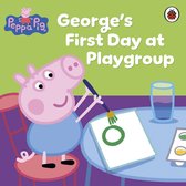 Peppa Pig: Georges eerste dag op de peuterspeelzaal. George tekent een groene cirkel met een penseel.