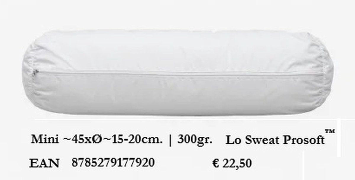 Guling.nl Gulings ** 5,0 sterren ** Mini - ~45xØ~15-20cm – Medium – LoSweat ProSoft™ – Ademende Microvezel – Nek- of kniekussen – Ergonomisch rolkussen voor nek, rug, knieën en benen – met ritssluiting voor verstelbare hardheid – voor sporters, yoga