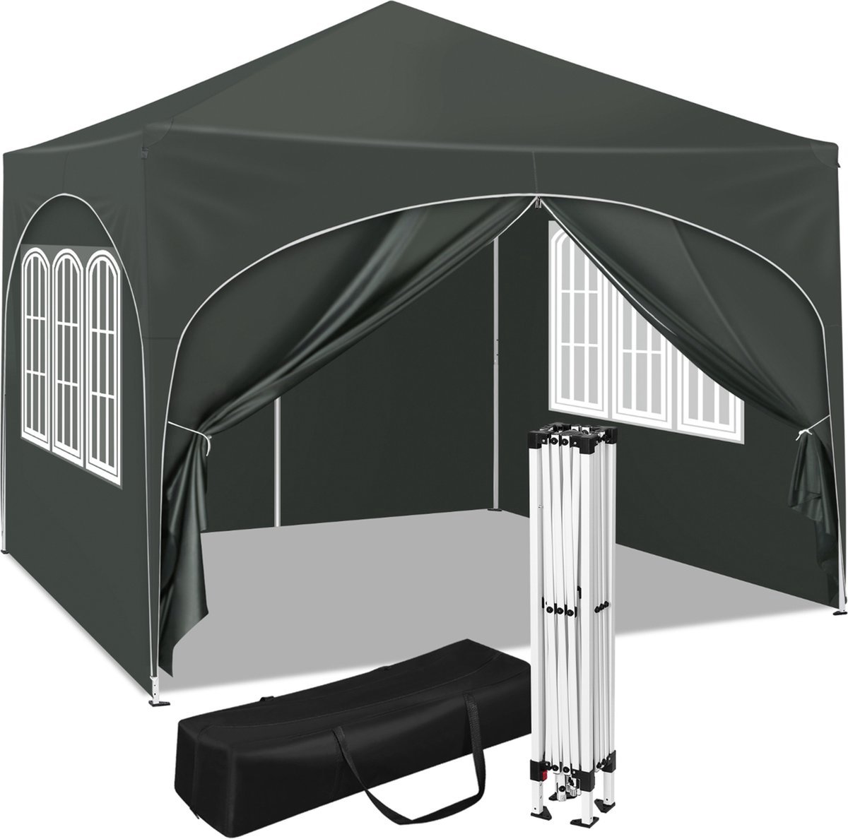 Pop-Up Feesttent 3x3 m - Waterdicht Tuinpaviljoen met Gazebo en Luifel voor Markt, Evenementen en Tuin