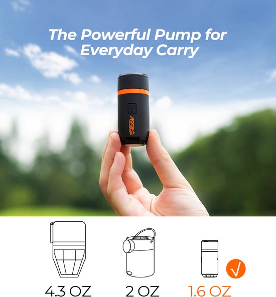 RoosCamp Aero Pump 3-in-1 Mini Luchtpomp - Draagbare Elektrische Luchtpomp met LED Lamp - Voor Camping, Luchtbed, Slaapmat & Vacuümzakken — afbeelding 2