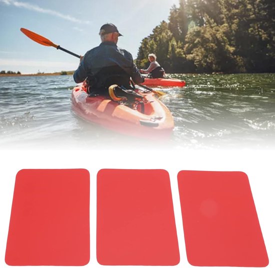 Kajakpatch PVC Vlotpatch - Reparatieset Rubberboot - Waterscooter Repareren - Waterdicht Duurzaam Materiaal - 3 STUKS - Rood — afbeelding 2