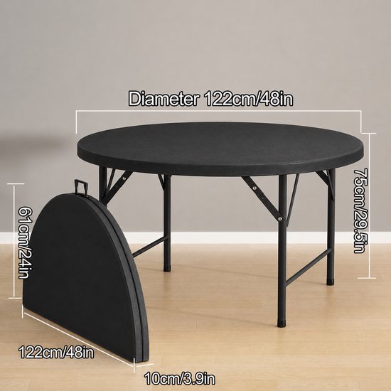 ADSafety Inklapbare Tafel Rond - Campingtafel - Klaptafel - Vouwtafel Buiten - Tuintafel - Ø 122 x H 74 CM - Zwart van ADSafety — afbeelding 4