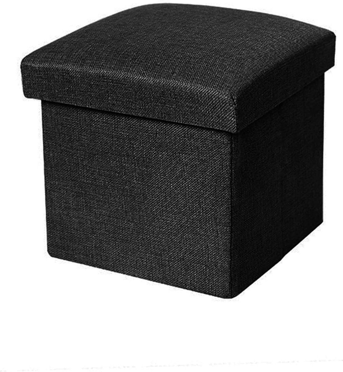 Opbergbank met deksel - Opbergkruk poef - Thuis organiseren - Opvouwbaar ontwerp - 40 cm - Zwart