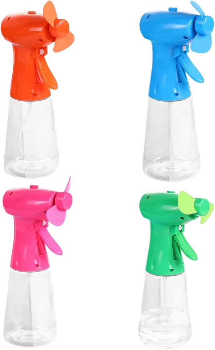 Hand Crank Ventilator - Sproeier Koeler - Verkoeling Buiten - Roterend Hoofd - 4 Stuks - Meerkleurig