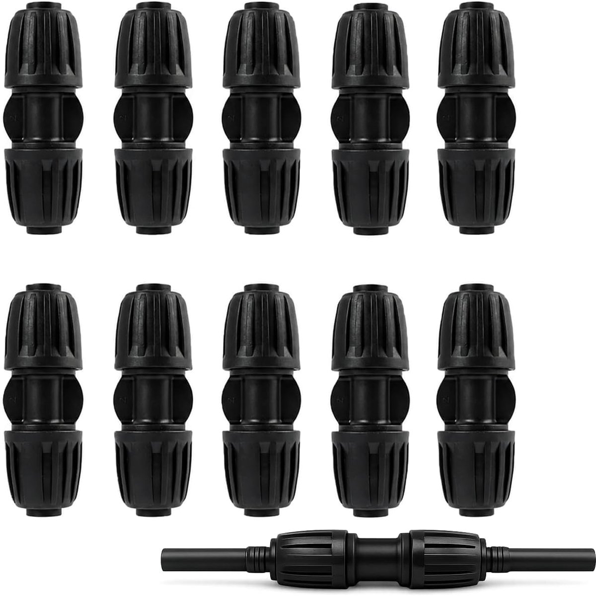 Rechte Connectoren - Slang Koppelingen - Druppelirrigatie Aanleggen - Gereedschapsloos Installeren - 16 mm 10 Stuks - Zwart