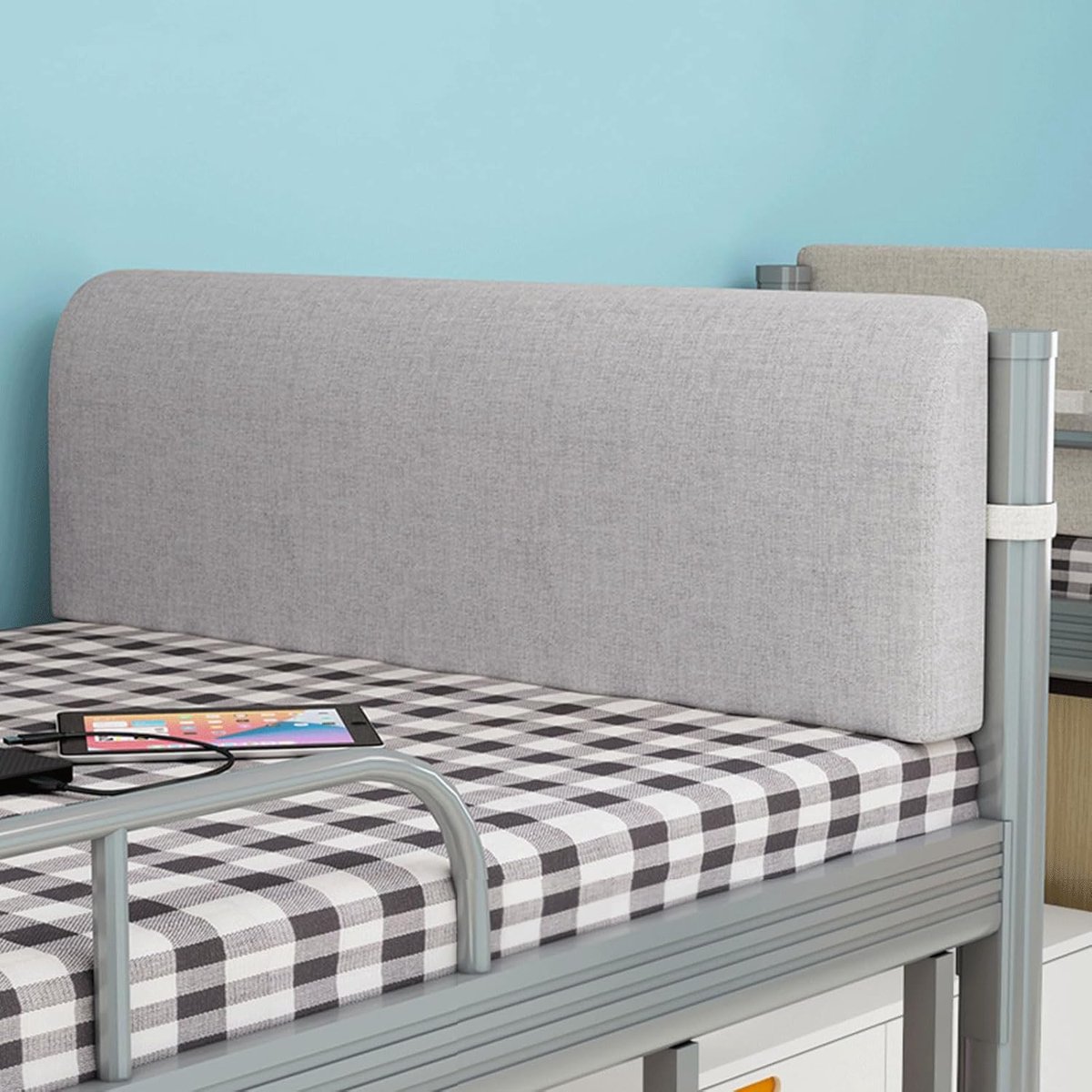 Leeskussen - Rugsteun Kussen - Comfortabel Lezen - Wasbare Hoes - 80x25x5cm - Grijs