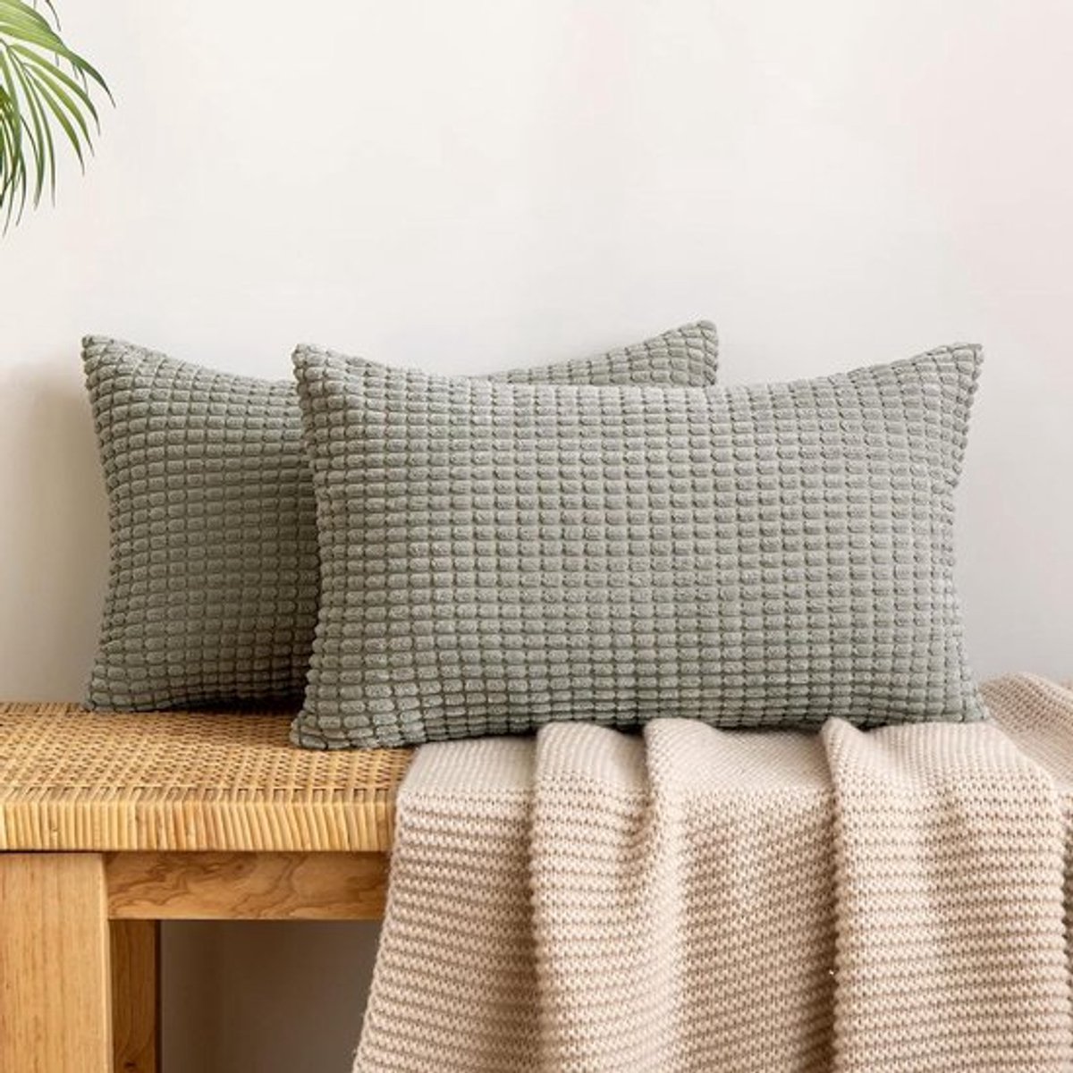 Ribfluwelen kussensloot set 30x50 cm, Allecto Plus