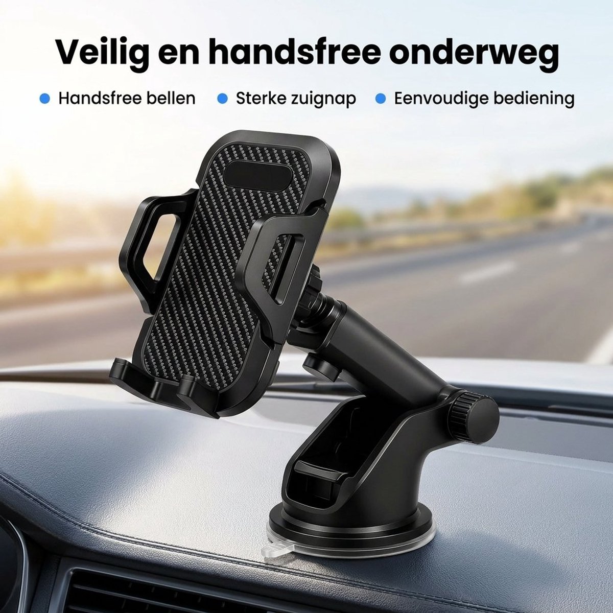 Telefoonhouder Auto – Universele GSM Houder met Zuignap – Voor Dashboard & Raam – Stevige Autohouder voor Smartphone - zwart – foto 6