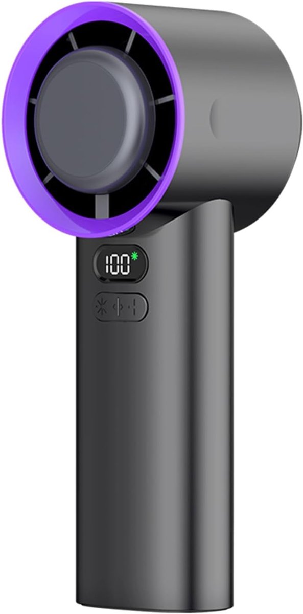 Draagbare Handventilator - Persoonlijke Airco - Persoonlijke Koeling - Ijskeramische Koeling - 4000 mAh Batterij - Zilver Zwart
