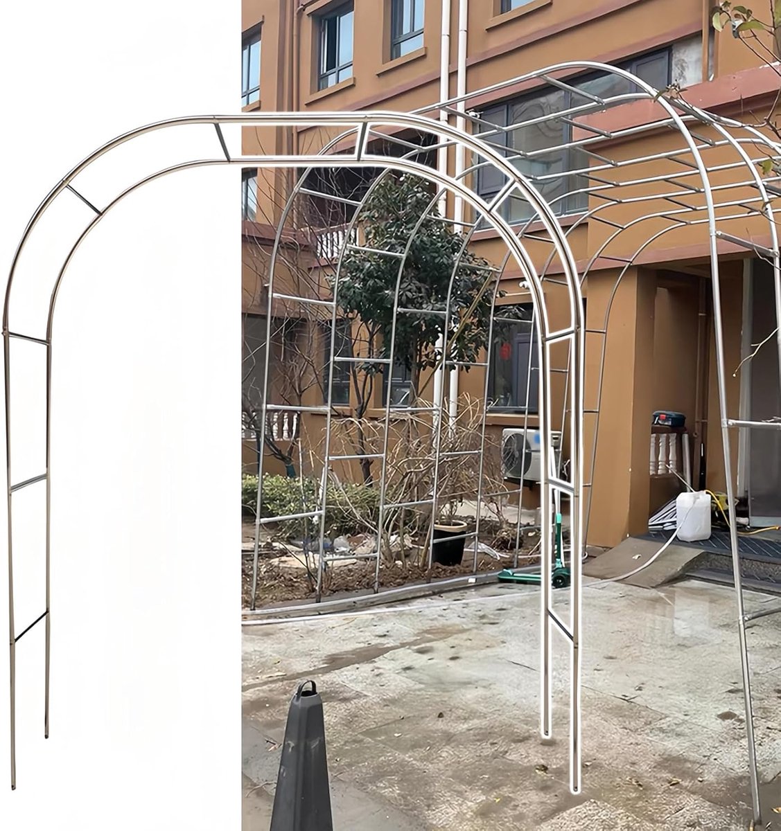 Tuinboog - Rozenboog Prieel - Decoratie Evenementen - Roestvrij Staal Weerbestendig - 120 cm breed - Zwart