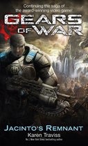 Cover van Gears of War Jacinto's Remnant met een soldaat in harnas, een wapen vasthoudend, met een post-apocalyptische achtergrond.
