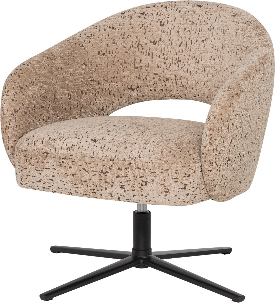 WOOOD Pico Draaifauteuil - Wollig Structuur - Zand - 74x71x69