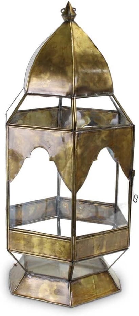 Marokkaanse Lantaarn - Oosterse Lamp - Sfeerverlichting Huis - Handgemaakt Door Ambachtslieden - 10x10x10 mm - Goud