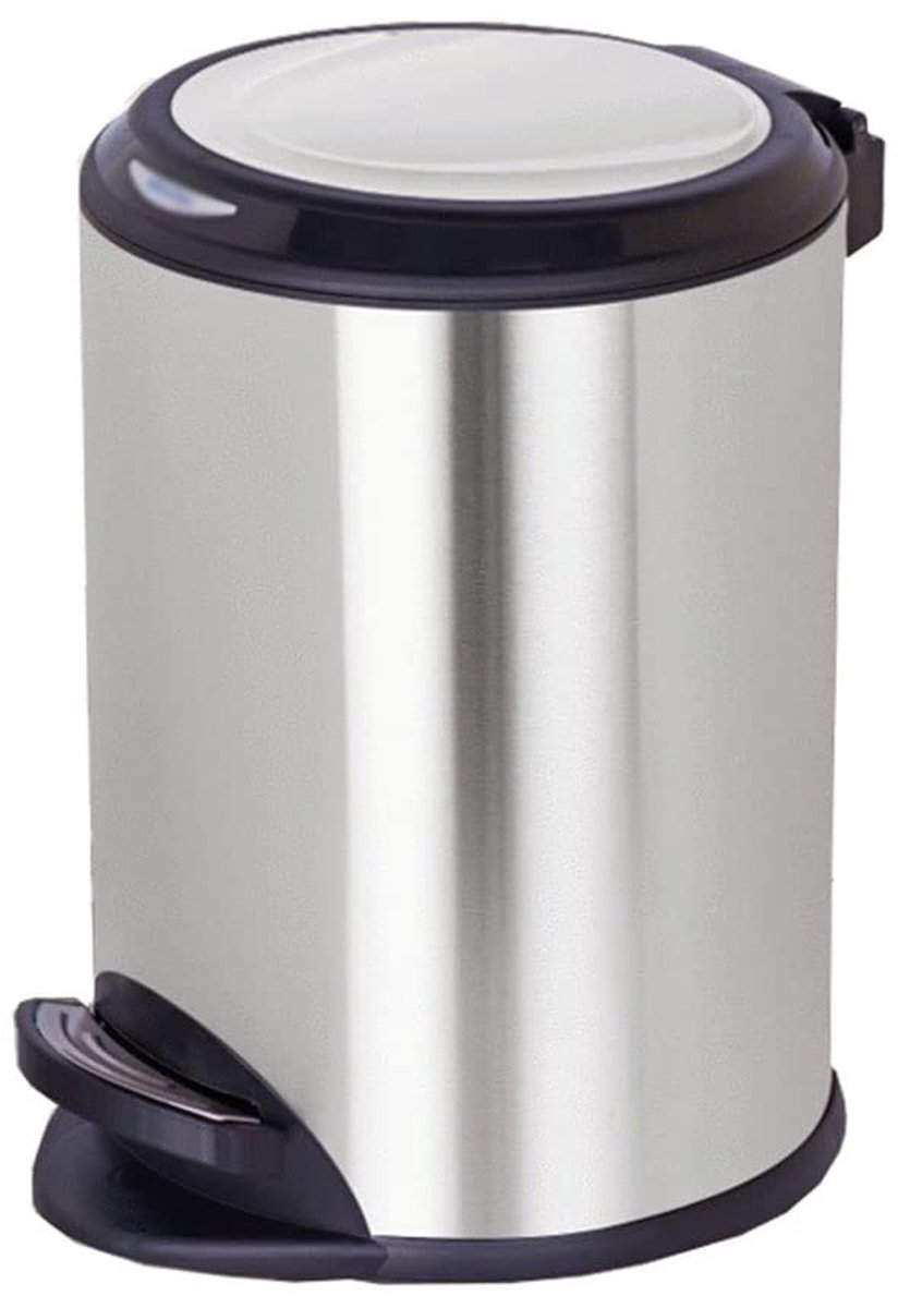 Pedal Prullenbak - Afvalbak Deksel - Hygiënisch Afval - Anti-Vingerafdruk - 10 Liter - Zilver