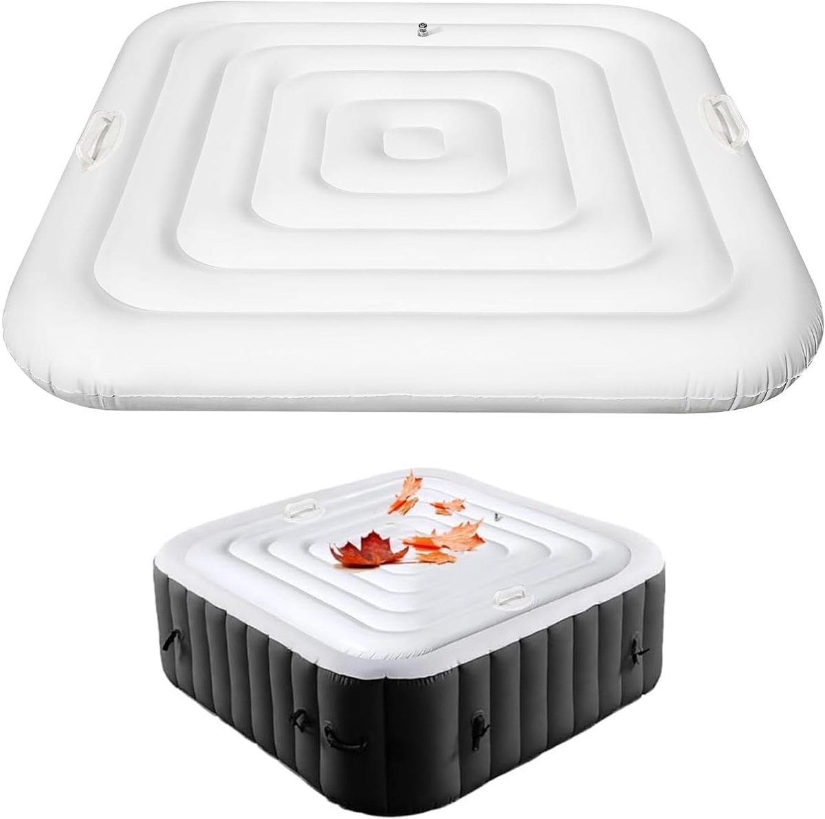 Opblaasbaar Bubbelbad Deksel - Vierkant - 165cm - Energiebesparend Deksel - met Handgrepen - waterdicht en beschermend voor buiten bubbelbaden en spa