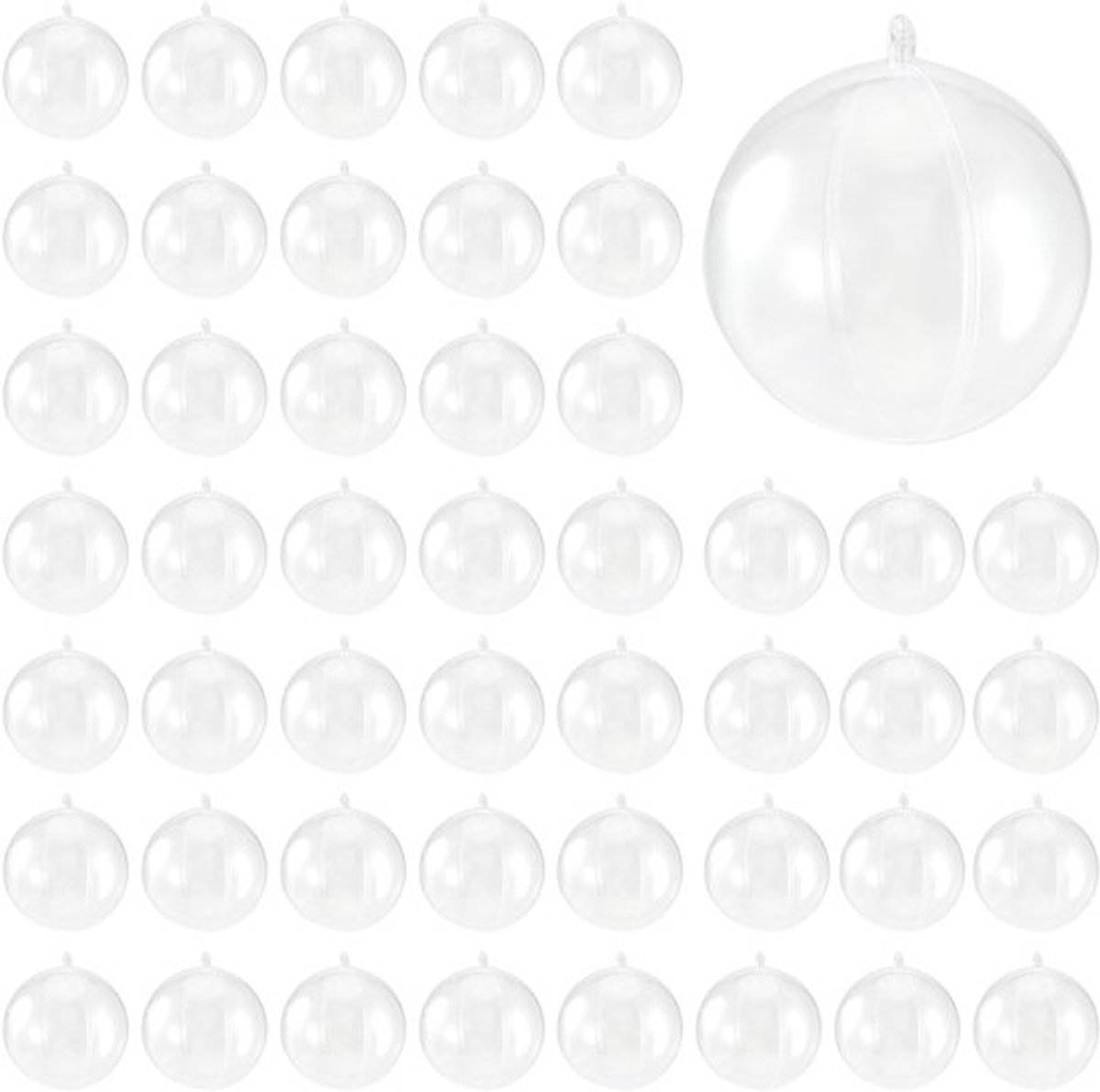 50 Stuks 6cm Heldere Plastic Vulbare Kerstballen voor DIY Decoratie, Lege Rondingen voor Kerst, Feest, Bruiloft en Kerstboom Ornamenten