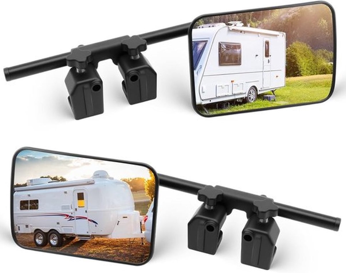 Universele Caravan Spiegel Set - 2 Stuks Dubbele Zijkant Spiegels voor Auto's en Voertuigen, Perfect voor Caravans en Aanhangwagens