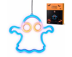 Halloween Spook LED lamp - Neon kleuren - Decoratie - halloween decoratie binnen - Werkt op batterijen - 25 x 3 x 20 cm