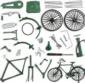 Zwart kunststof modelbouw miniatuur driewieler transport fiets bakfiets model bouw set DIY mechanisch beweegbaar bureau decoratie display model 65 delig