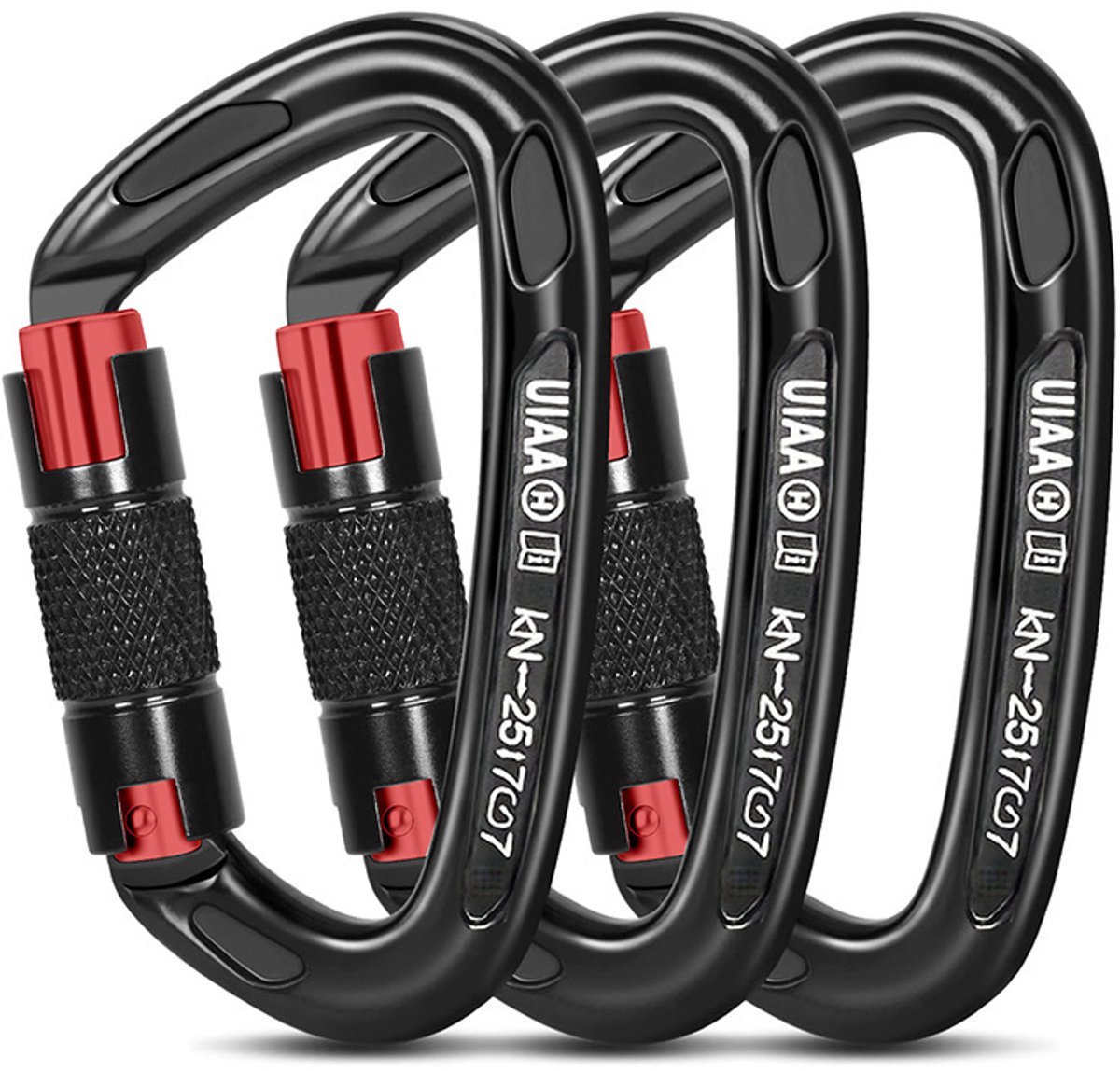 24kN Automatische Karabijnhaak – Heavy Duty Aluminium Karabiner 5292 lbs – D-vorm Sluitende Karabijnhaak voor Sleutels, Camping, Wandelen, Hangmat en Hond