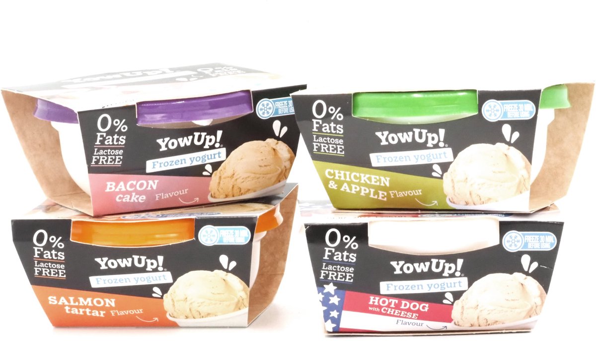 YowUp! - Hondenijs - Kattensnack - Lactosevrij - Voordeel - 4 Smaken - Frozen Yoghurt