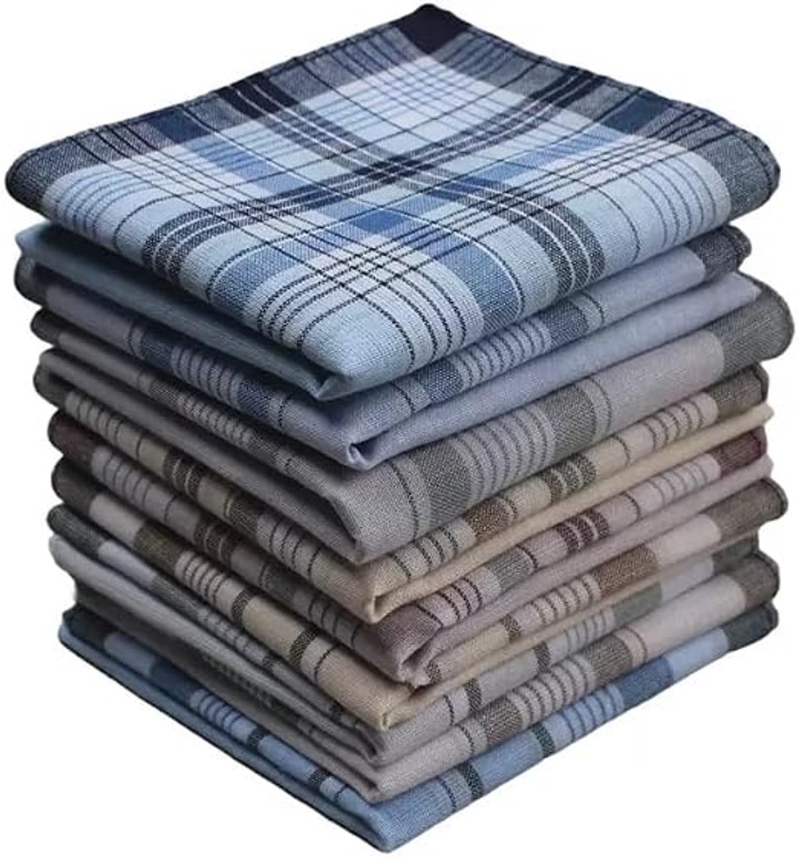 Katoenen Zakdoeken voor Heren - Groot Formaat 38x38 cm - Zachte en Absorberende Geruite Zakdoeken - Voor Dagelijks Gebruik - 10 stuks