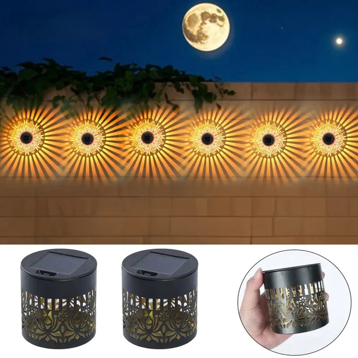 Casalora Solar Pioenroos Tuinlamp – 1 Stuk – Warmwitte Buitenverlichting – Waterdichte Metalen Wandlamp – Decoratieve Tuinverlichting
